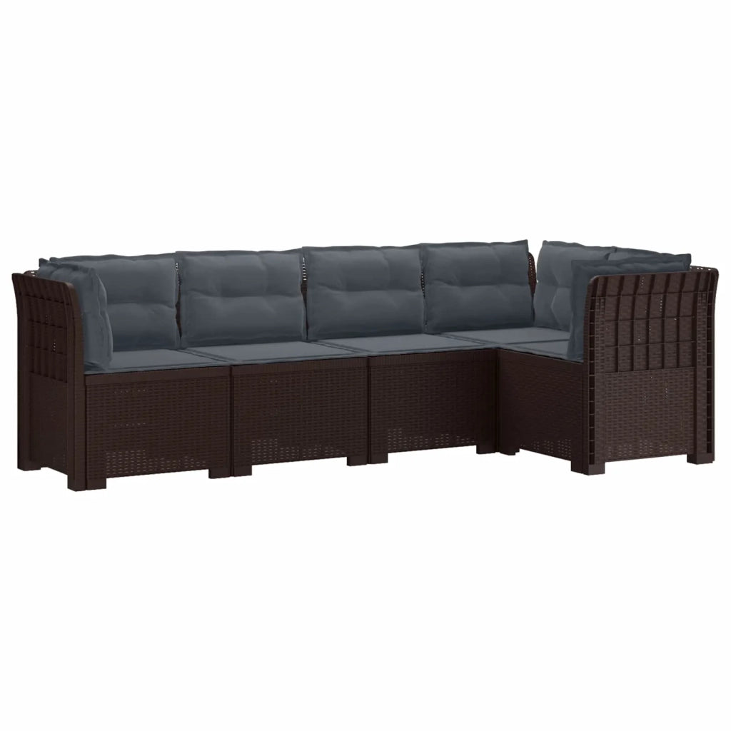 Divano da Giardino 5 Posti con Cuscini Stile Rattan PP Marrone 3444057