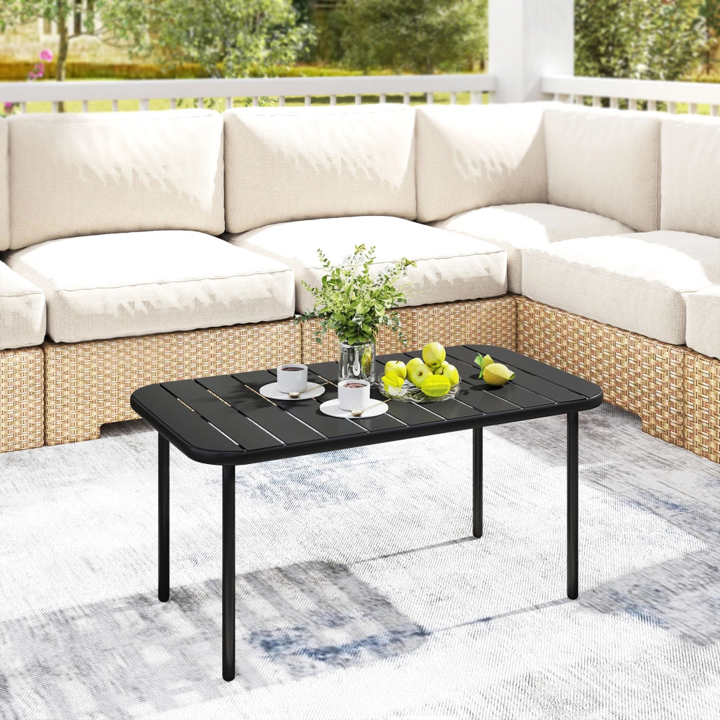 Tavolino da giardino ¨C Zephmum ¨C Nero, metallo, 90x50x43 cm