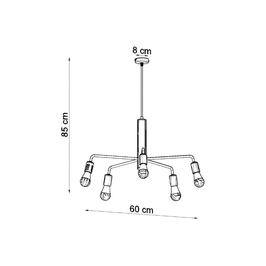Lampadario Basilik Pure Lume nero metallo 5xE27 IP20