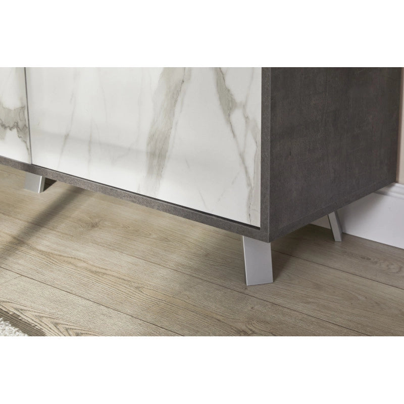 Mobile 3 Ante 177L x 41P x h74 – Finitura Nero Opaco e Marmo Calacatta – Sarmog
