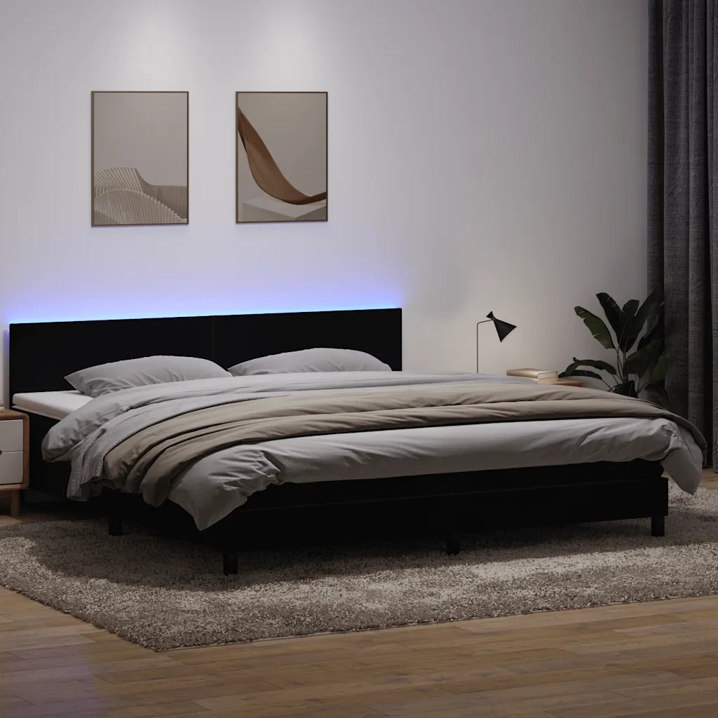 Letto a Molle con Materasso e LED Nero 200x220 cm in Velluto 3316757
