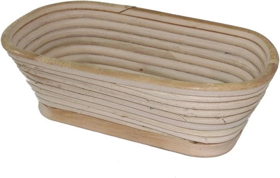 Cesta per la lievitazione del pane in legno con fondo in vimini per 750g di pane