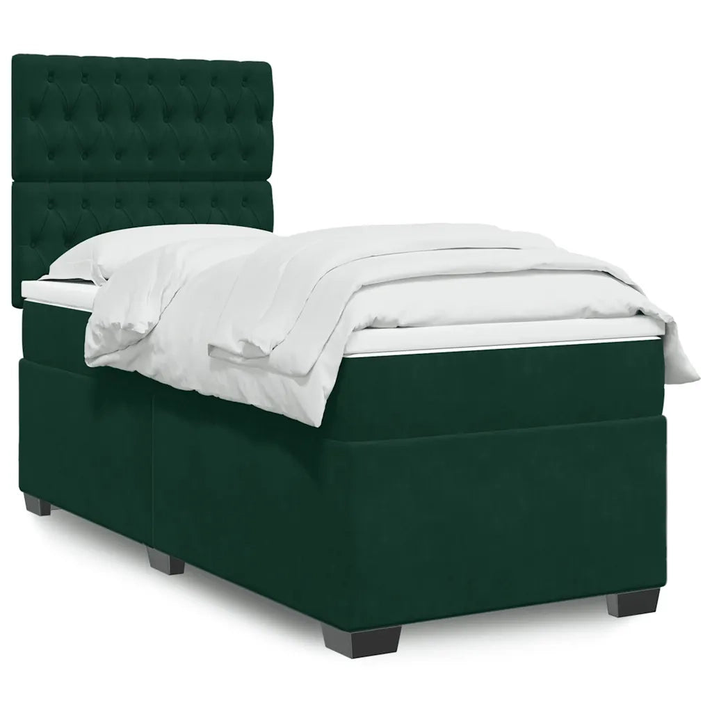 Giroletto a Molle con Materasso Verde Scuro 90x190 cm Velluto 3293095