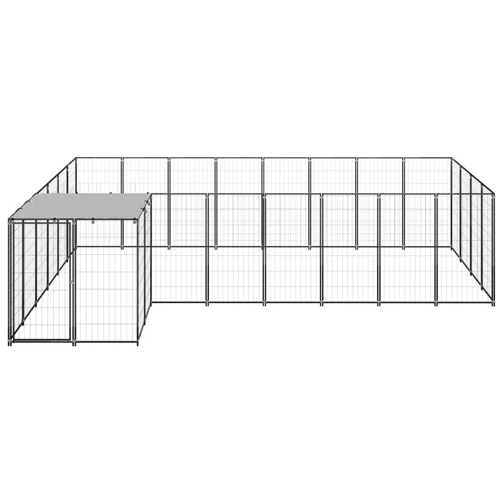Recinto per animali da esterno per cani 10,89 m² acciaio nero 02_0000487