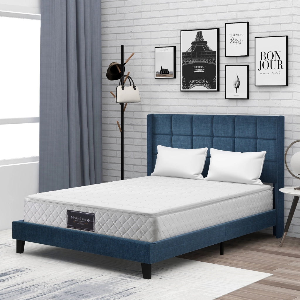 letto imbottito lino blu 140x200 cm