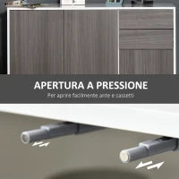 Mobiletto Armadietto Multiuso per Soggiorno, Cucina, Ufficio, 2 Cassetti e 2 Armadietti con Apertura a Pressione, Grigio