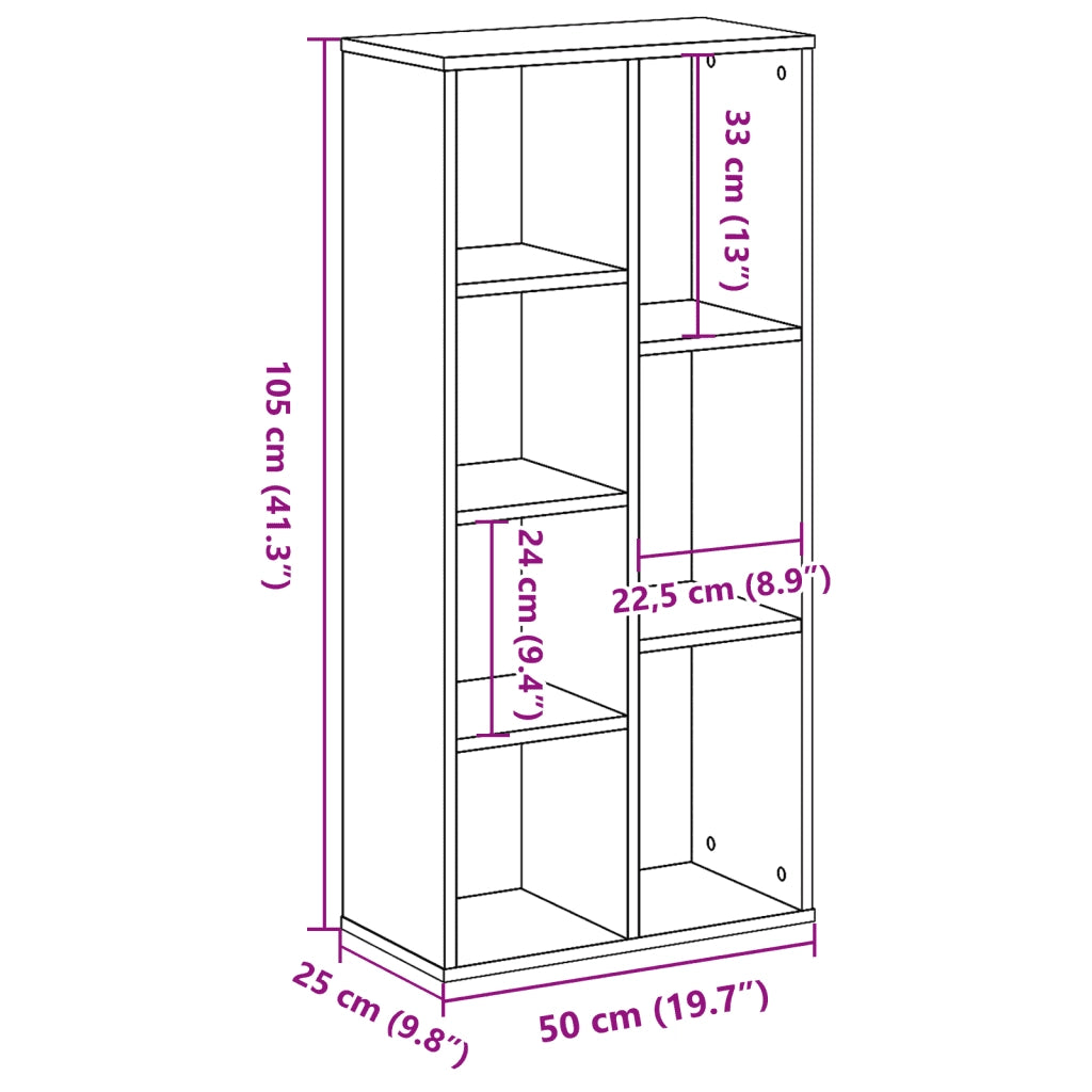 Libreria Grigio Sonoma 50x25x105 cm in Legno Multistrato 852794