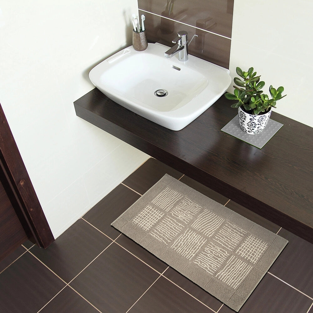 Tappeto Scendiletto Camera Bagno 55x110 cm Shaggy Puro Cotone Assorbente Antiscivolo Tortora