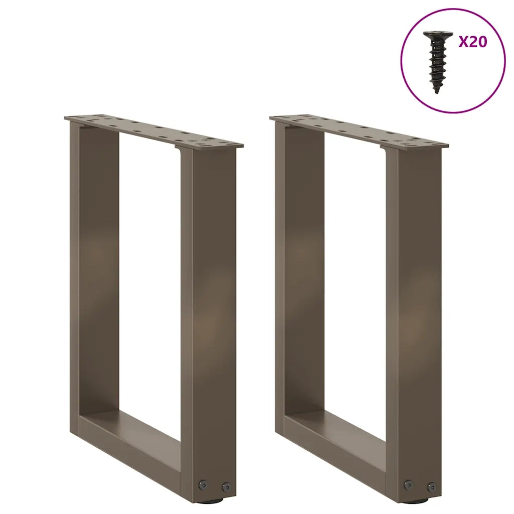 Gambe per Tavolino da Caff¨¨ a Forma di U 2 pz-Set di 2 Gamba per Tavolo Acciaio Naturale 38x(42-43) cm Acciaio 822721