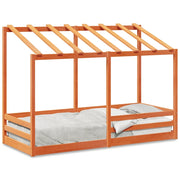 Letto Bambini | Letto Infantile | Lettino con Tetto Marrone Cera 90x190 cm Massello Pino
