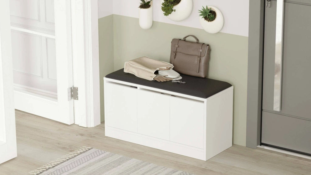 Scarpiera Corniola, Mobile portascarpe, Armadio da ingresso multiuso, Mobiletto per calzature, 90x36h46 cm, Bianco