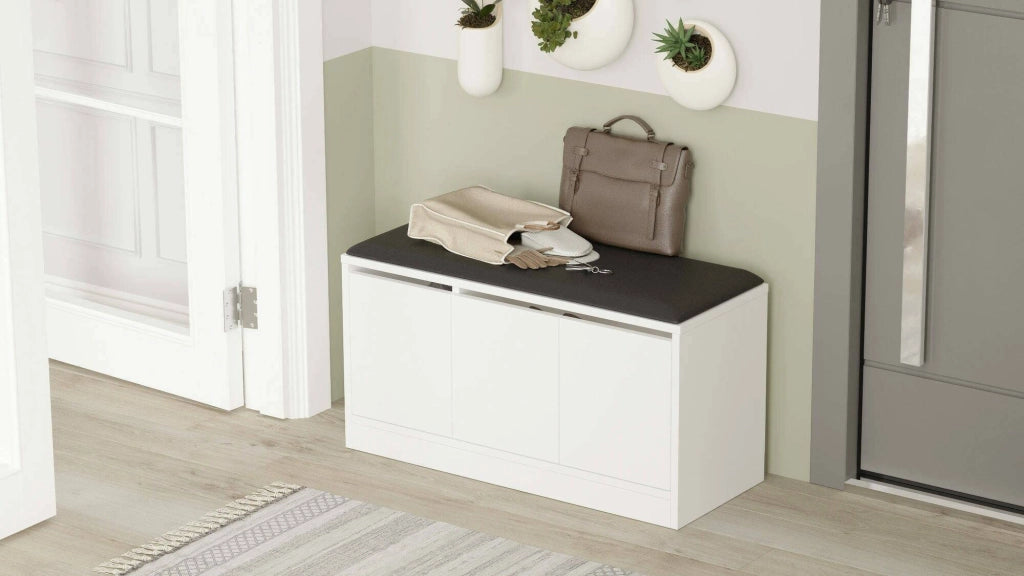Scarpiera Corniola, Mobile portascarpe, Armadio da ingresso multiuso, Mobiletto per calzature, 90x36h46 cm, Bianco