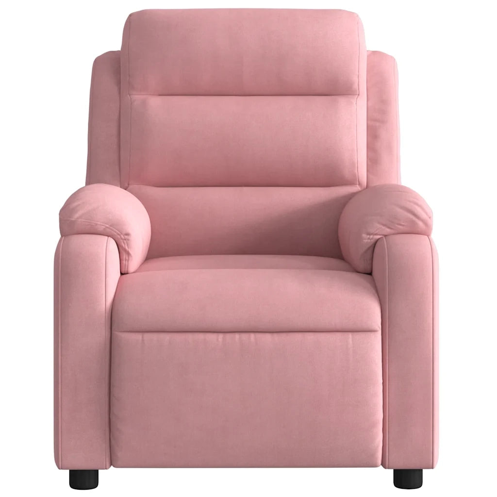 Poltrona Massaggiante Reclinabile Elettrica Rosa Velluto 3205085