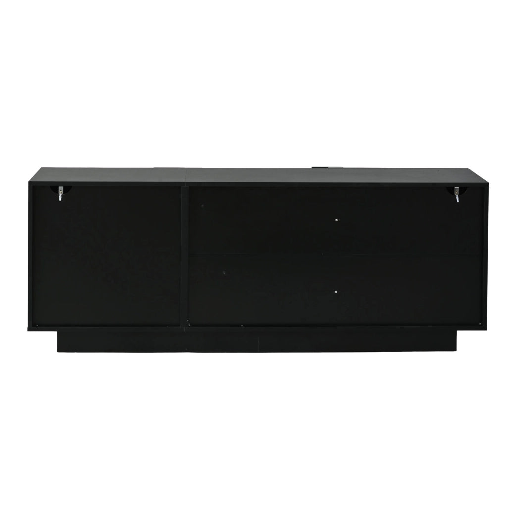 Credenza lucida, mobile da ingresso a 3 ante, ripiani regolabili, in truciolato, nero