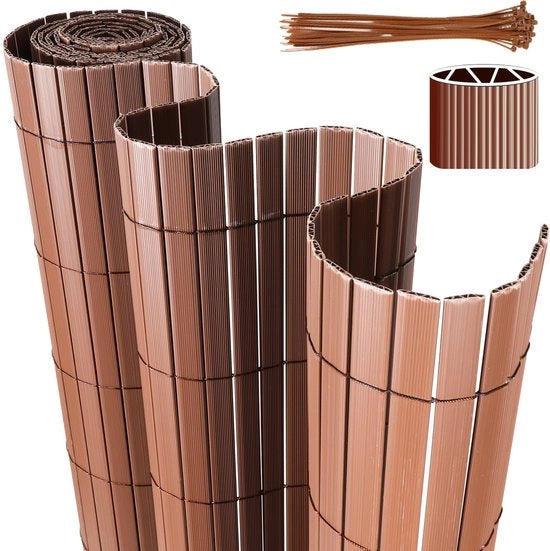 Schermo in PVC per giardino - separazione per balcone e schermo per giardino e terrazzo - marrone 0,8x3m