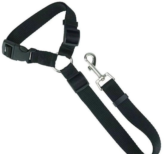 Gordini per animali domestici, cinture in nylon, cinture di sicurezza per sedile posteriore, collari per cani regolabili, accessori per animali domestici, Nero, 35-47,5*42,5-75cm