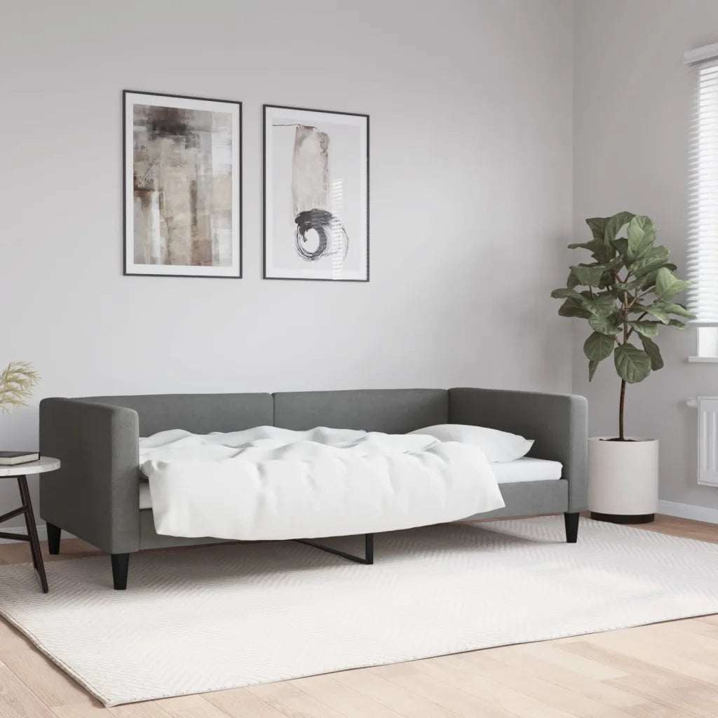 Letto singolo | Letto per adulti | Letto da Giorno Grigio Scuro 90x190 cm in Tessuto