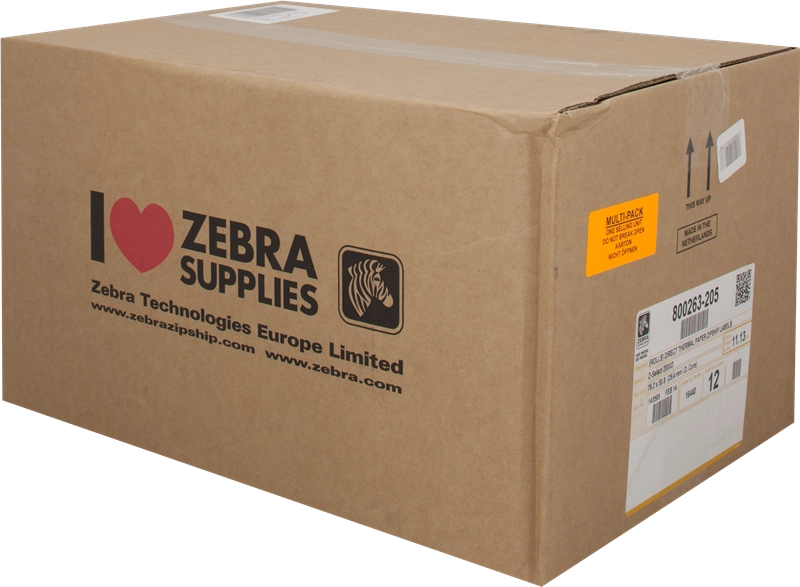 ORIGINAL Zebra Etichette Bianco 800263-205 12PCK Z-Select 12 Rotoli, termo, 2000D, 76x51 mm, 1370 Et./Rotolo