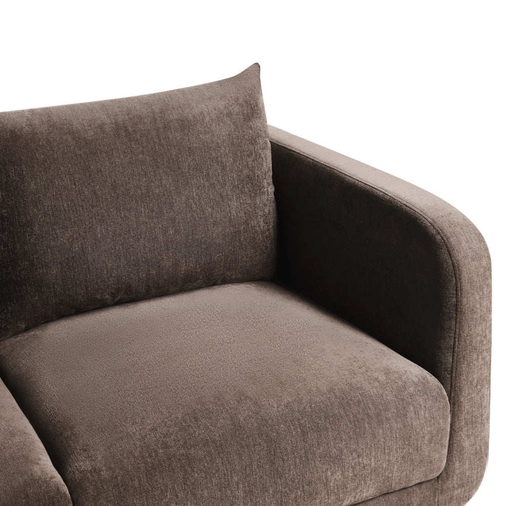 Divano a 2 posti Rivestimento in ciniglia marrone scuro Gambe in legno con braccioli Angolo lettura soggiorno Stile scandinavo moderno