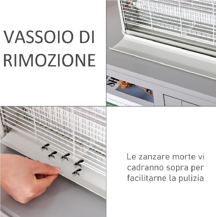 Zanzariera Elettrica Slim 2 Lampade UV LED 20W per Zanzare e Mosche senza sostanze chimiche