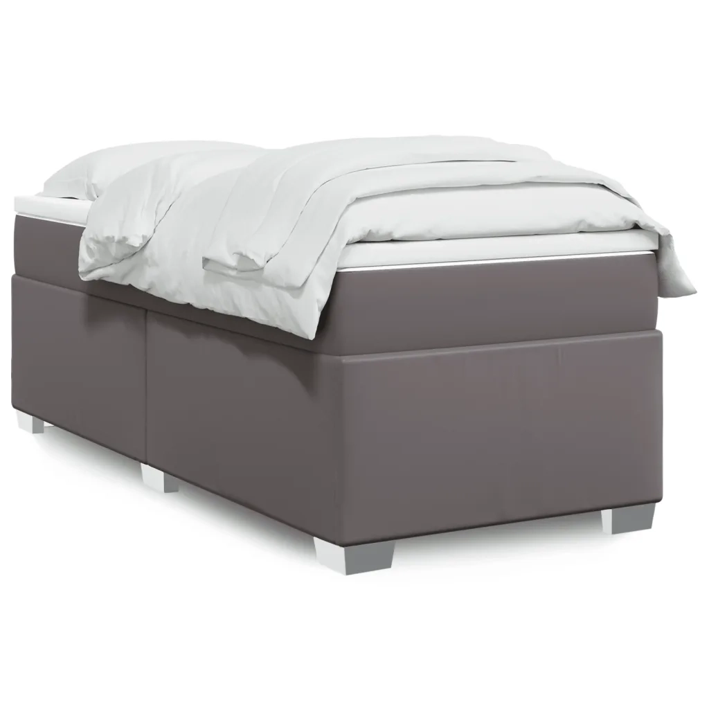 Giroletto a Molle con Materasso Grigio 90x190 cm in Similpelle