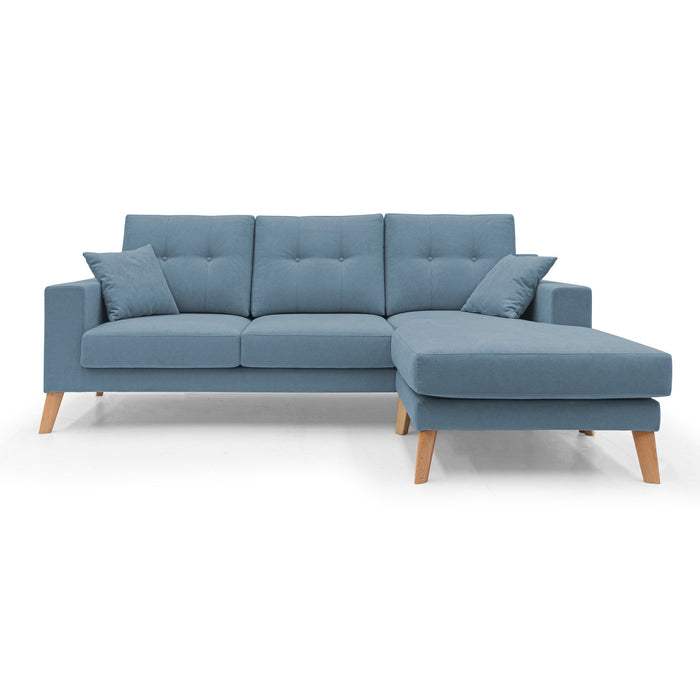 Danish Divano angolare REVERSIBILE in tessuto morbido impermeabile T02 237 cm carta da zucchero