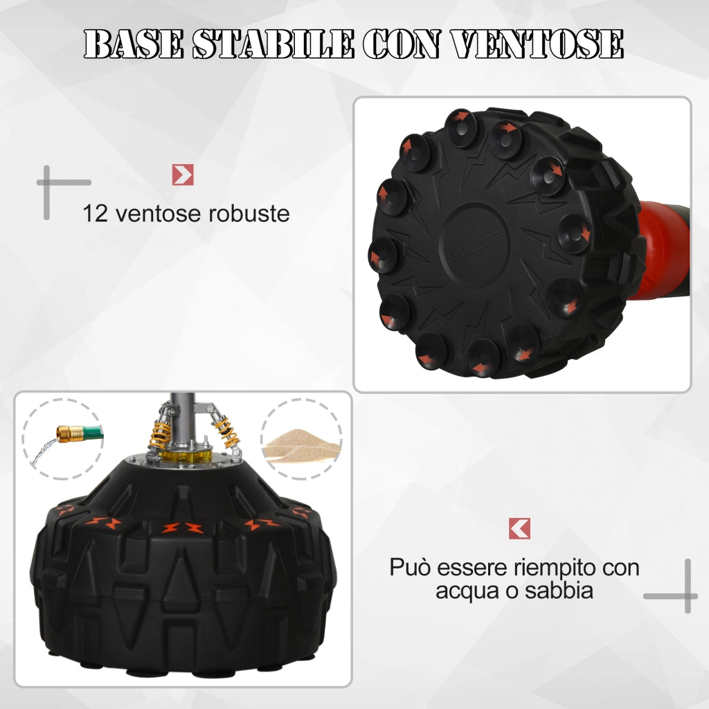 EasyComfort Sacco da Boxe da Terra Adulti, 180 cm Sacco Boxe da Terra con 10 Ventose, Sacchi da Kickboxing per Muay Thai MMA Allenamento Fitness, per Casa Palestra Home Gym, Nero e Rosso