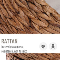 LETTO PER GATTI IN VIMINI CON CUSCINO IN COTONE  BIANCO 42 X 33 X 52 CM