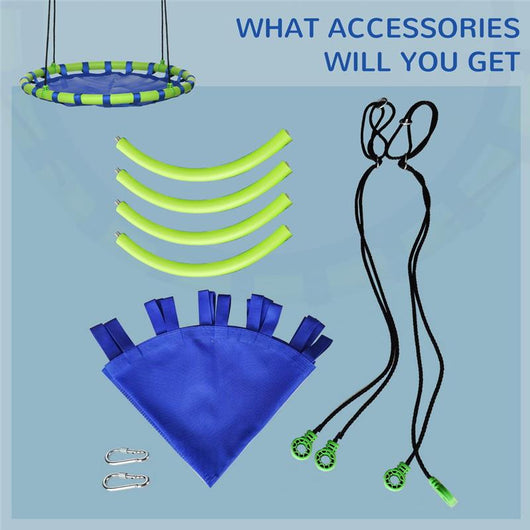 ALTALENA PER BAMBINI DA 3-8 ANNI DA GIARDINO Ø100CM E CORDE REGOLABILI, BLU