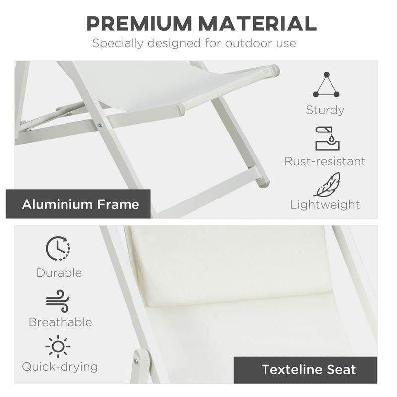 SET 2 SEDIE POLTRONA SDRAIO DA ESTERNI PIEGHEVOLI E RECLINABILI IN ALLUMINIO, 96.5X58X91.5 CM, BEIGE