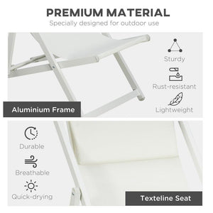 SET 2 SEDIE POLTRONA SDRAIO DA ESTERNI PIEGHEVOLI E RECLINABILI IN ALLUMINIO, 96.5X58X91.5 CM, BEIGE