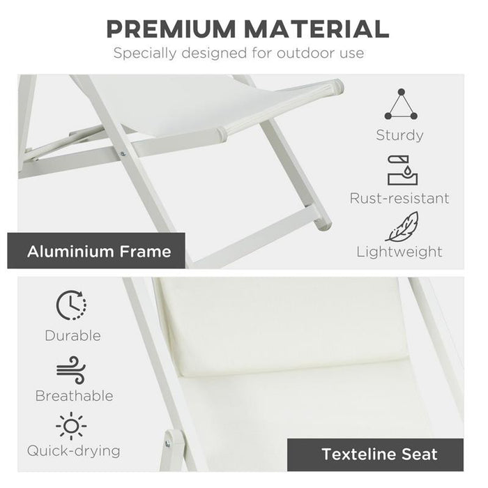 SET 2 SEDIE POLTRONA SDRAIO DA ESTERNI PIEGHEVOLI E RECLINABILI IN ALLUMINIO, 96.5X58X91.5 CM, BEIGE