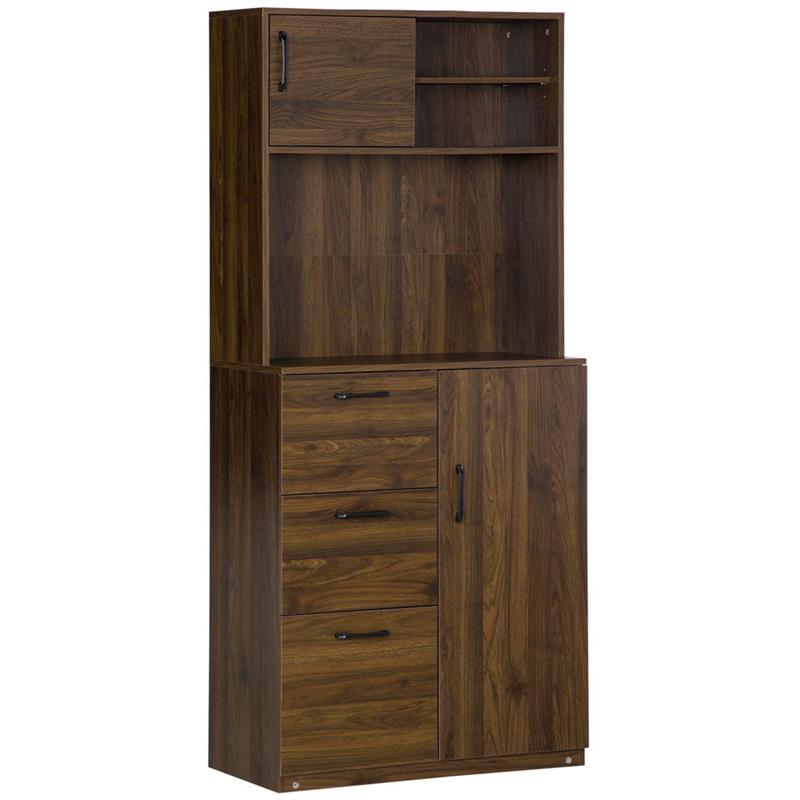 CREDENZA MODERNA CON 3 CASSETTI E ARMADIETTI 80X40X178CM IN LEGNO NOCE