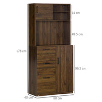 CREDENZA MODERNA CON 3 CASSETTI E ARMADIETTI 80X40X178CM IN LEGNO NOCE