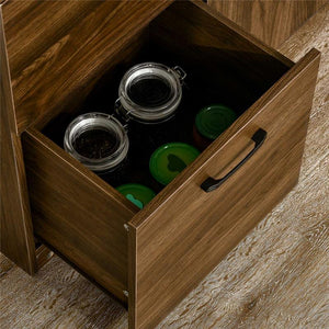 CREDENZA MODERNA CON 3 CASSETTI E ARMADIETTI 80X40X178CM IN LEGNO NOCE