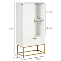 MOBILETTO BAGNO MODERNO CON ARMADIETTO,CASSETTO E MENSOLA 60X30X120CM BIANCO