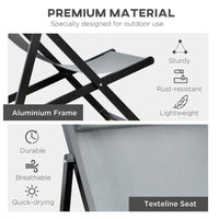 SET 2 SEDIE POLTRONA SDRAIO DA ESTERNI, PIEGHEVOLI E RECLINABILI, IN ALLUMINIO, GRIGIO, 96.5 X 58 X 91.5CM