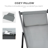 SET 2 SEDIE POLTRONA SDRAIO DA ESTERNI, PIEGHEVOLI E RECLINABILI, IN ALLUMINIO, GRIGIO, 96.5 X 58 X 91.5CM