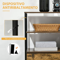 CASSETTIERA IN STILE INDUSTRIAL CON 4 CASSETTI IN TESSUTO 84X30X71.5 CM MARRONE
