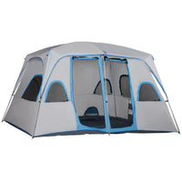 TENDA DA CAMPEGGIO 4-8 POSTI CON 2 STANZE E FINESTRE ANTI-UV E IMPERMEABILE, GRIGIA