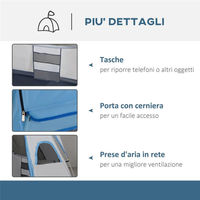 TENDA DA CAMPEGGIO 4-8 POSTI CON 2 STANZE E FINESTRE ANTI-UV E IMPERMEABILE, GRIGIA