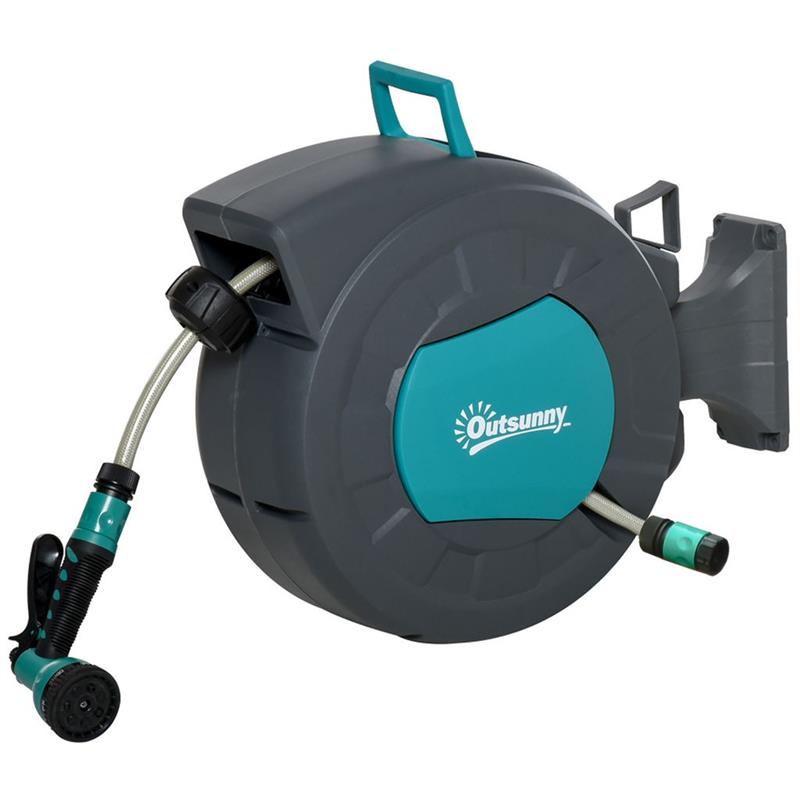 AVVOLGITUBO AUTOMATICO A PARETE GIREVOLE A 180°, TUBO DA 15M E PISTOLA MULTIFUNZIONE