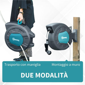 AVVOLGITUBO AUTOMATICO A PARETE GIREVOLE A 180°, TUBO DA 15M E PISTOLA MULTIFUNZIONE