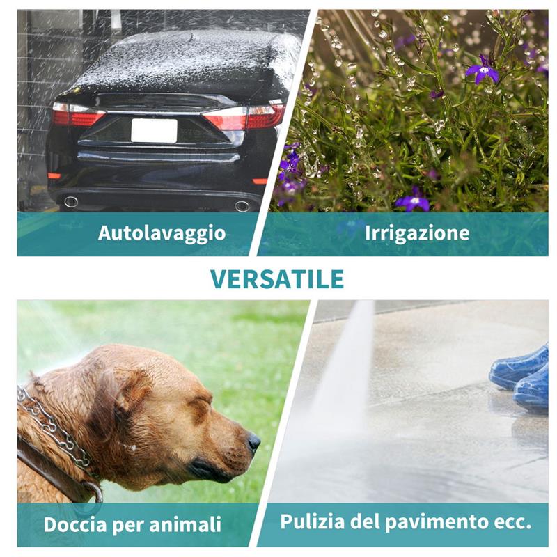 AVVOLGITUBO AUTOMATICO A PARETE GIREVOLE A 180°, TUBO DA 15M E PISTOLA MULTIFUNZIONE