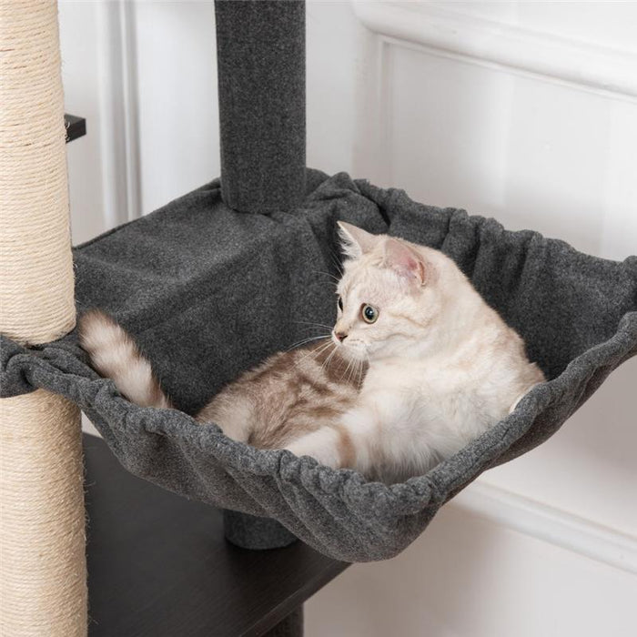 TIRAGRAFFI PER GATTI MULTILIVELLO, PALI IN SISAL, CASETTA, LETTINO E CUSCINI, 60X40X146CM