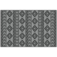 TAPPETO MODERNO PER ESTERNI NERO E GRIGIO IN PP CON DESIGN REVERSIBILE E PIEGHEVOLE, 182X274 CM