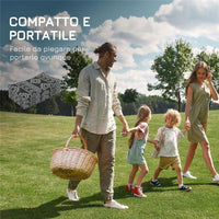 TAPPETO MODERNO PER ESTERNI NERO E GRIGIO IN PP CON DESIGN REVERSIBILE E PIEGHEVOLE, 182X274 CM