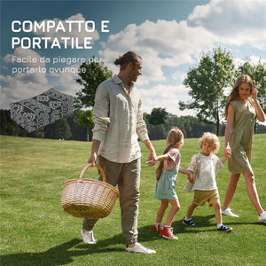 TAPPETO MODERNO PER ESTERNI NERO E GRIGIO IN PP CON DESIGN REVERSIBILE E PIEGHEVOLE, 182X274 CM