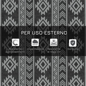 TAPPETO MODERNO PER ESTERNI NERO E GRIGIO IN PP CON DESIGN REVERSIBILE E PIEGHEVOLE, 182X274 CM