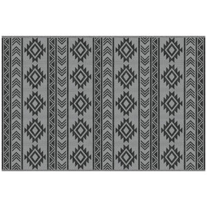 TAPPETO MODERNO PER ESTERNI NERO E GRIGIO IN PP CON DESIGN REVERSIBILE E PIEGHEVOLE, 182X274 CM